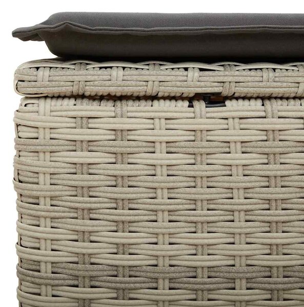 2 részes világosszürke polyrattan akácfa ülőgarnitúra párnákkal