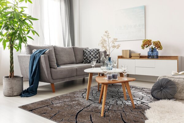 Modern COZY szőnyeg 8875 Wood, fatörzs - Structural két szintű gyapjú barna