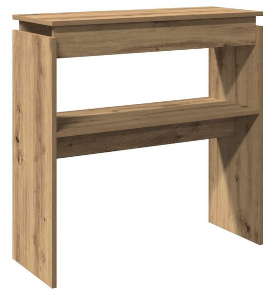 Kézműves tölgy színű szerelt fa dohányzóasztal 80 x 30 x 80 cm
