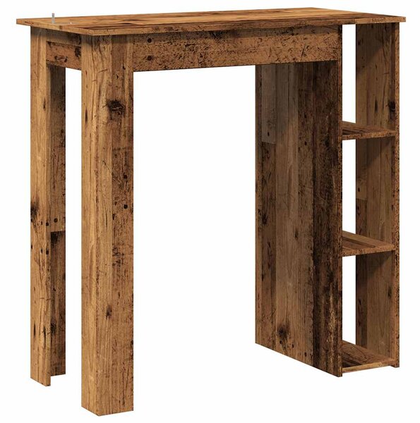 Antik fa színű szerelt fa bárasztal polccal 102x50x103,5 cm