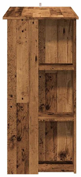 Antik fa színű szerelt fa bárasztal polccal 102x50x103,5 cm