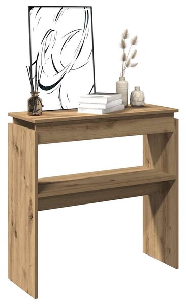 Kézműves tölgy színű szerelt fa dohányzóasztal 80 x 30 x 80 cm