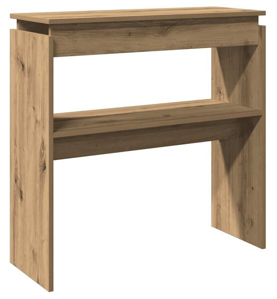 Kézműves tölgy színű szerelt fa dohányzóasztal 80 x 30 x 80 cm