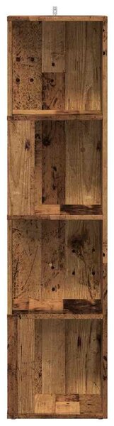 Antik fa színű szerelt fa sarokszekrény 33 x 33 x 132 cm