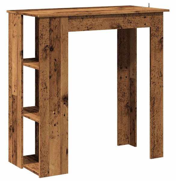 Antik fa színű szerelt fa bárasztal polccal 102x50x103,5 cm