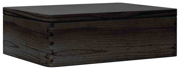 Fa doboz tetővel Fekete 40x30x13 cm tömör fa fenyő