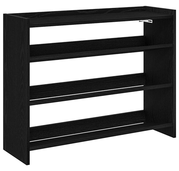 Fekete szerelt fa cipőtároló szekrény 80x25x62 cm