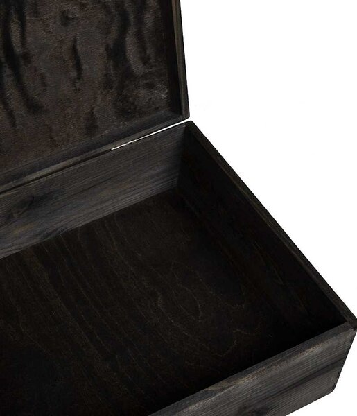 Fa doboz tetővel Fekete 40x30x13 cm tömör fa fenyő
