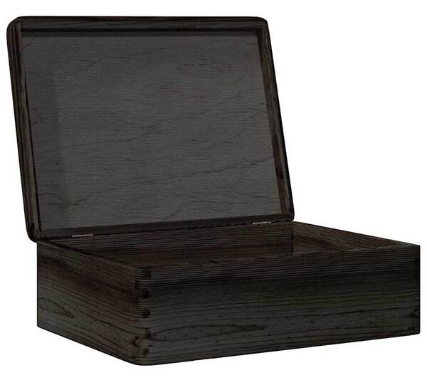 Fa doboz tetővel Fekete 40x30x13 cm tömör fa fenyő