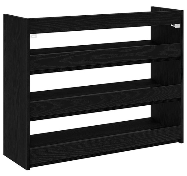 Fekete szerelt fa cipőtároló szekrény 80x25x62 cm