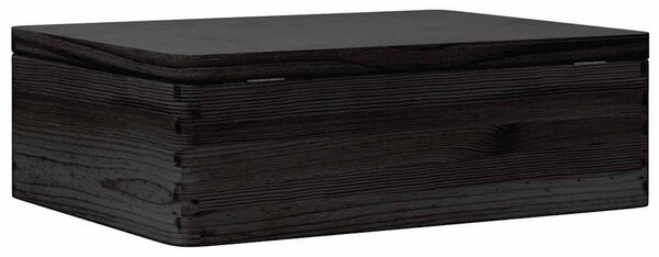 Fa doboz tetővel Fekete 40x30x13 cm tömör fa fenyő