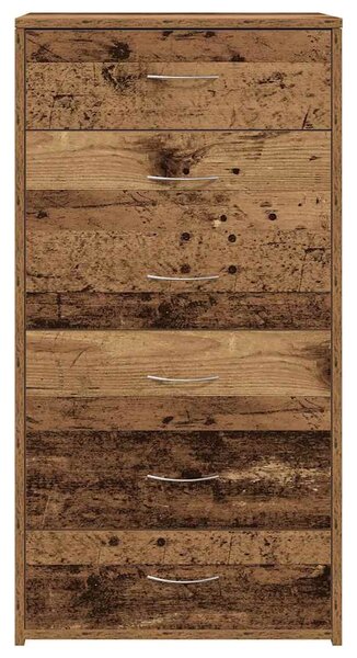 Tálalószekrény 6 fiókkal régi fa 50x34x96 cm műszaki fa