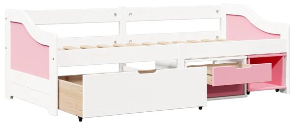 Napozóágy 3 fiókkal matrac nélkül IRUN Fehér&Rózsaszín 90x200cm