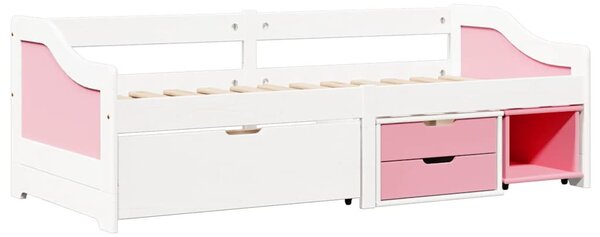Napozóágy 3 fiókkal matrac nélkül IRUN Fehér&Rózsaszín 90x200cm