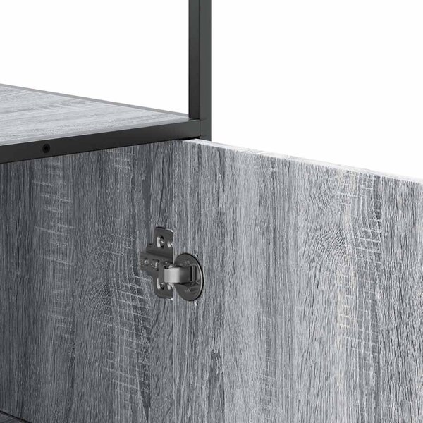 Highboard szürke sonoma 68x35x139 cm gépelt fa és fém