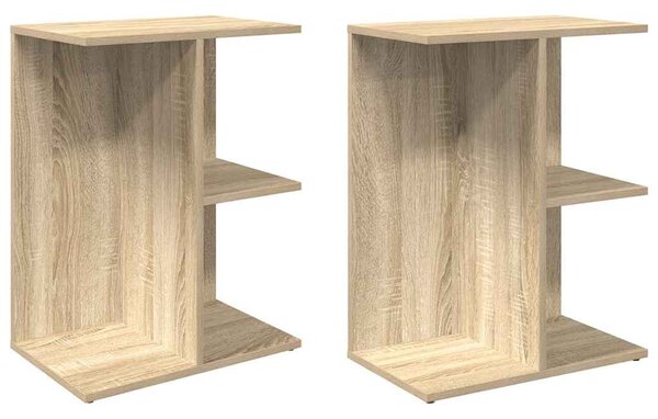 2 db sonoma tölgy színű szerelt fa éjjeliszekrény 46,5x29x61 cm