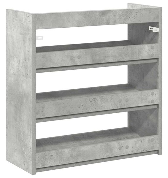 Betonszürke szerelt fa cipőtartó 60x25x62 cm