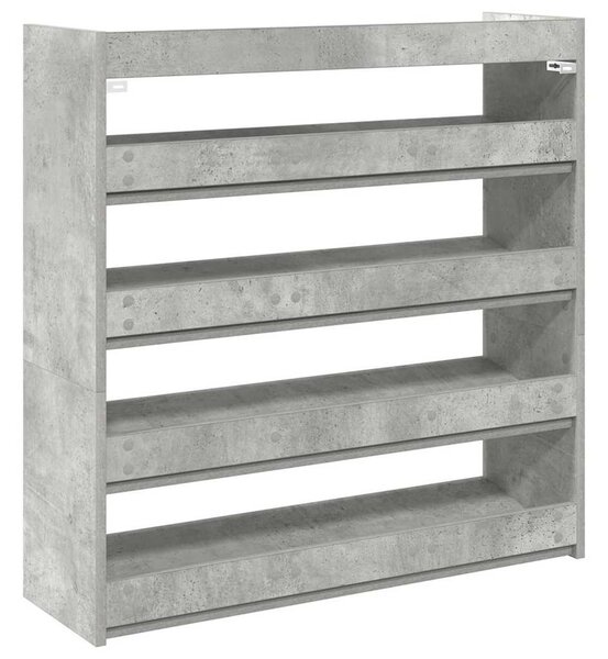Betonszürke szerelt fa cipőtartó 80x25x81 cm