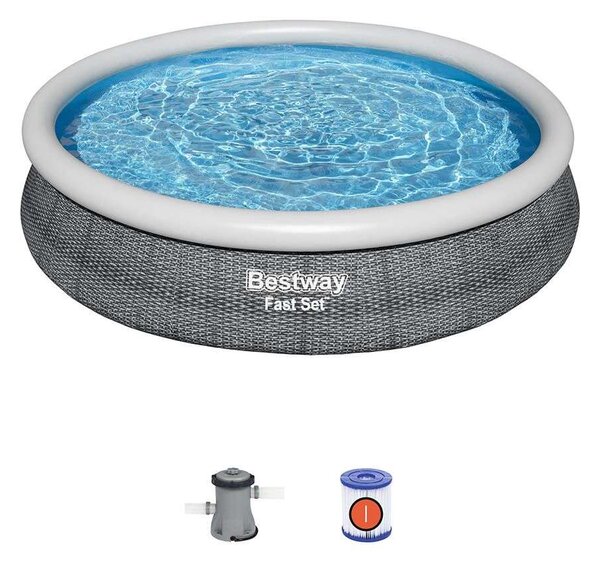 Bestway Belvedere 366x76cm Puhafalú medence vízforgatóval és szűrőbetéttel (FFA506) - szürke
