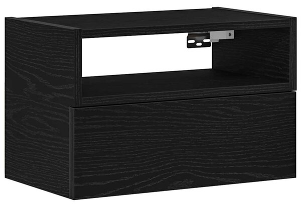 Fekete falra szerelhető éjjeliszekrény 45 x 26 x 28,5 cm