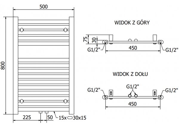 Mexen, Mexen Hades elektromos melegítő 800 x 500 mm, 300 W, króm - W104-0800-500-2300-01