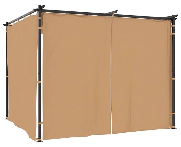 Tópszínű acél pavilon függönyökkel 3 x 3 m