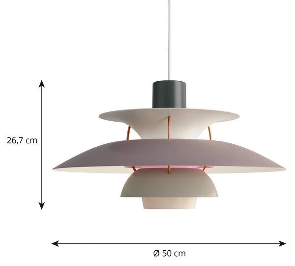 Louis Poulsen PH 5 500 lógó világítás, szürke, Ø 50 cm, dimmelhető, Alu / szürke / cink, Nappali / Étkező, Alumínium, Dizájn