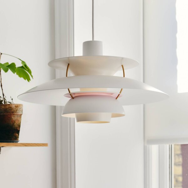 Louis Poulsen PH 5 500 lógó világítás, fehér, Ø 50 cm, dimmelhető, Fehér / opál, Nappali / Étkező, Alumínium, Dizájn