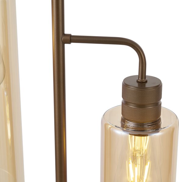 Hotel Chic állólámpa sötét bronz színben, borostyánszínű üveggel, 2 égős - Stavelot