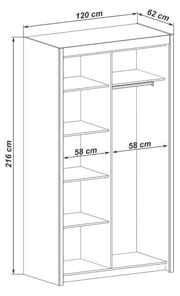 Inova 120 gardróbszekrény