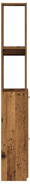 Antik fa színű szerelt fa fürdőszobaszekrény 25x25x170 cm