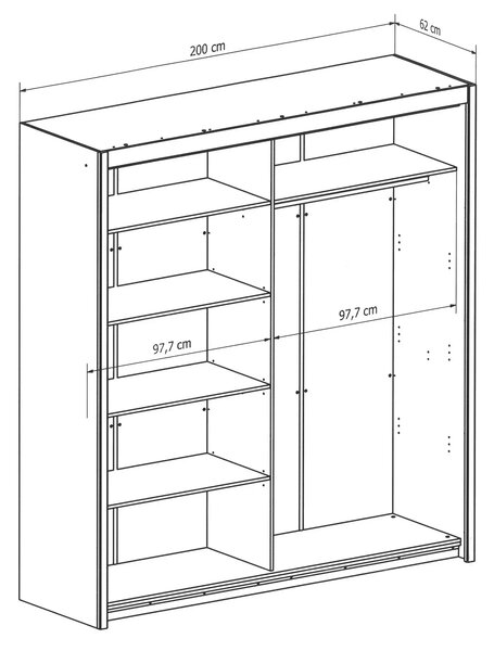 Inova 200 gardróbszekrény (Szín: Sötétszürke)