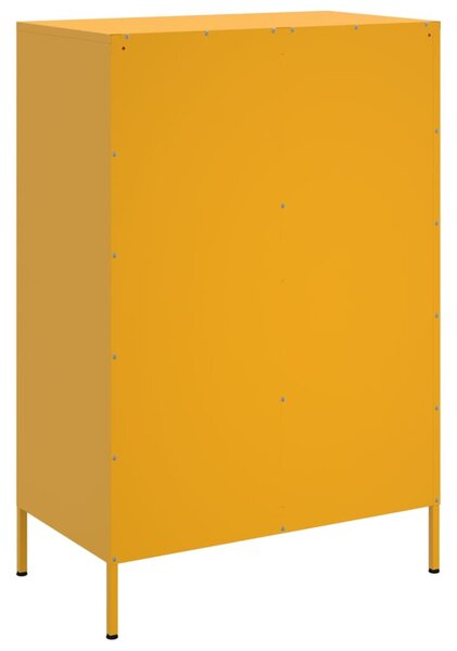 Mustársárga acél tálalószekrény 68 x 39 x 101,5 cm