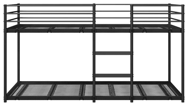 Fekete acél emeletes ágy matrac nélkül 90 x 200 cm