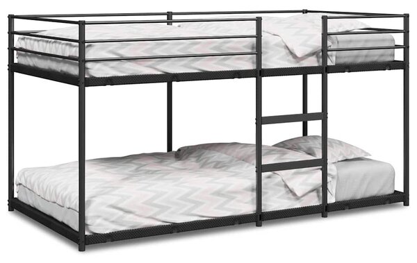 Fekete acél emeletes ágy matrac nélkül 90 x 200 cm