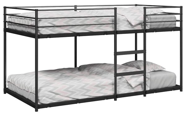Fekete acél emeletes ágy matrac nélkül 90 x 200 cm