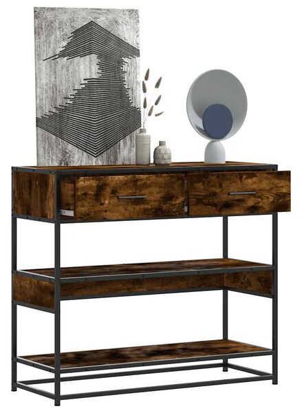 Füstös tölgy színű szerelt fa tálalóasztal 90x35x80 cm