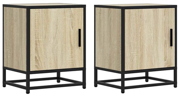 Éjjeliszekrények 2 db Sonoma tölgy 40x31x50 cm Gépi fa és fém