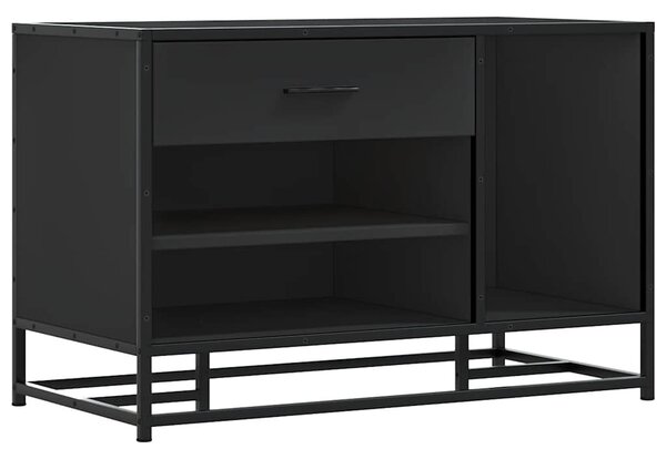 Cipőpad Fekete 80x40x53,5 cm Fából és fémből készült pad
