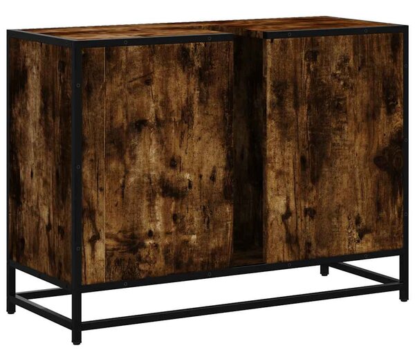 Füstös tölgy szerelt fa fürdőszobai mosdószekrény 80x33x60 cm