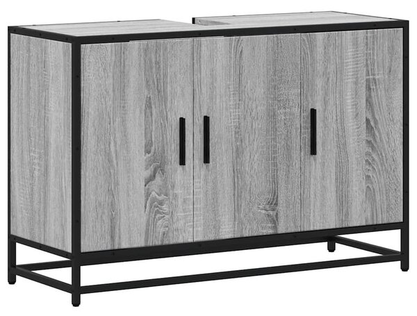 Szürke sonoma szerelt fa fürdőszobai mosdószekrény 90x33x60 cm