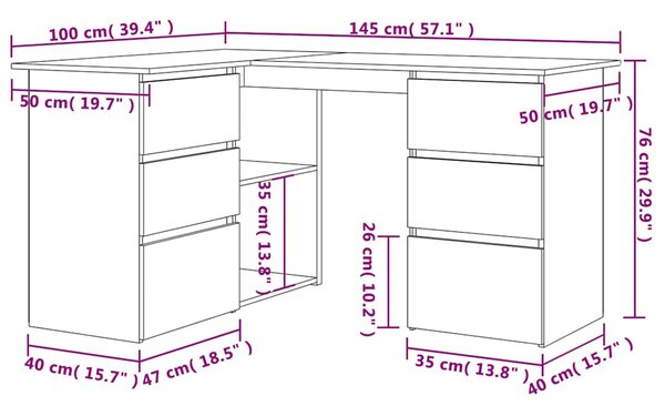Sarokasztal Régi fa 145x100x76 cm Gépelt fa