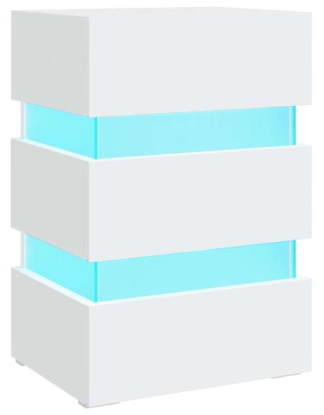 LED-es Éjjeliszekrény - Fehér - 45x35x67 cm