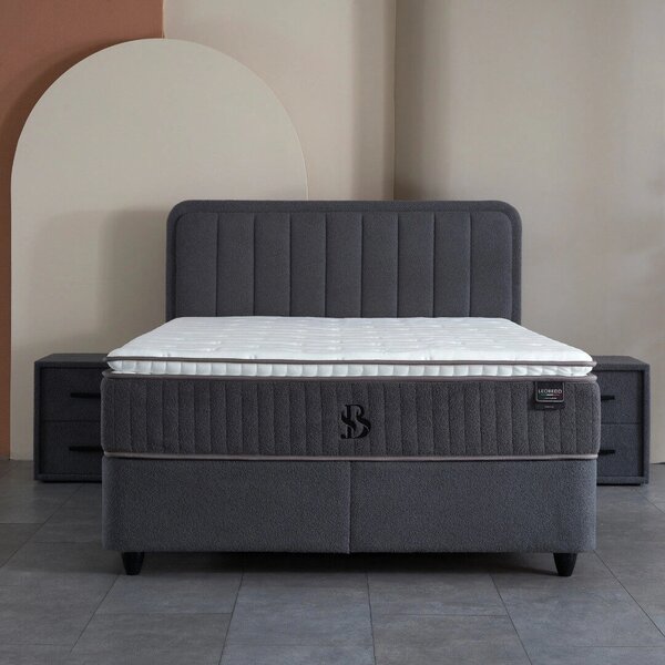 Leo boxspring ágy (Méret: 160 cm, Szín: szürke)