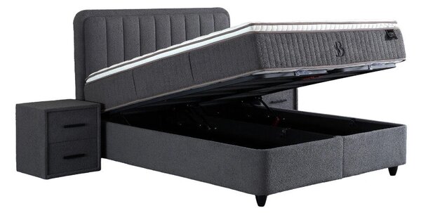 Leo boxspring ágy (Méret: 160 cm, Szín: szürke)