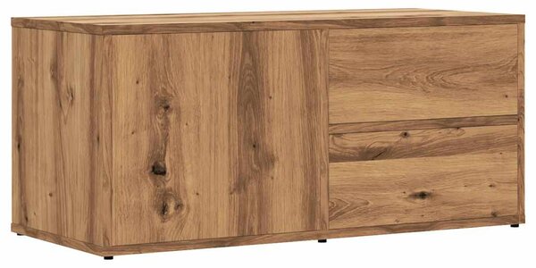 Kézműves tölgy színű szerelt fa TV-szekrény 80x34x35,5 cm