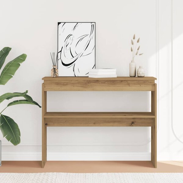 Kézműves tölgy színű szerelt fa dohányzóasztal 102x30x80 cm