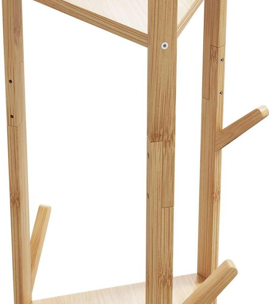 Kabátállvány kampókkal és polcokkal bambusz 39x33x166cm bambusz