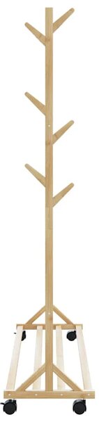 Ruhatartó állvány kampókkal kerekekkel 100x35x157 cm bambuszból