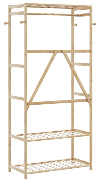 Bambusz ruhaállvány polcokkal 80x40x175 cm